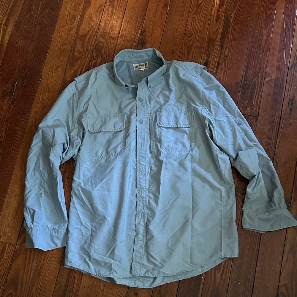 Men's Sz XL Tall Duluth Trading Light Blue Casual Vented Shirt